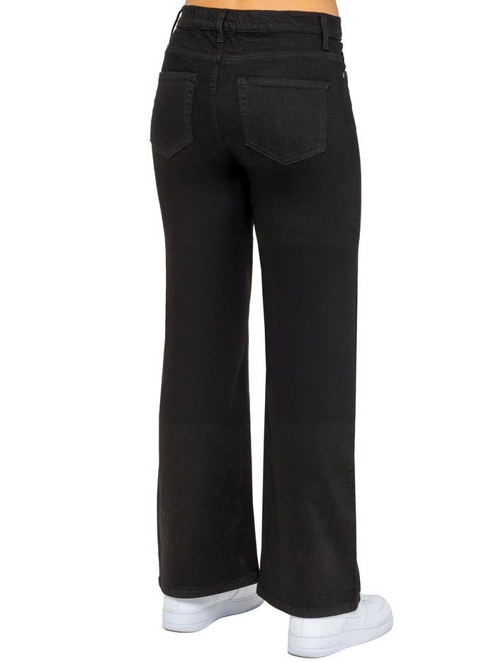 Enzo Jeans Mila High Rise Wide Leg Jeans - Black