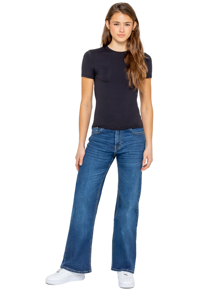 enzo jeans Mila High Rise Wide Leg Jeans - Mid Blue