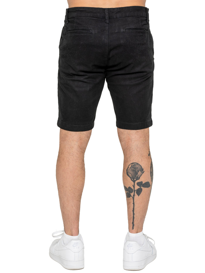 Enzo Jeans Miles Regular Fit Chino Shorts - Black