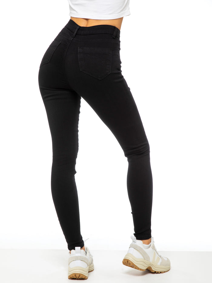 Enzo Jeans Molly High Rise Skinny Jeans - Black