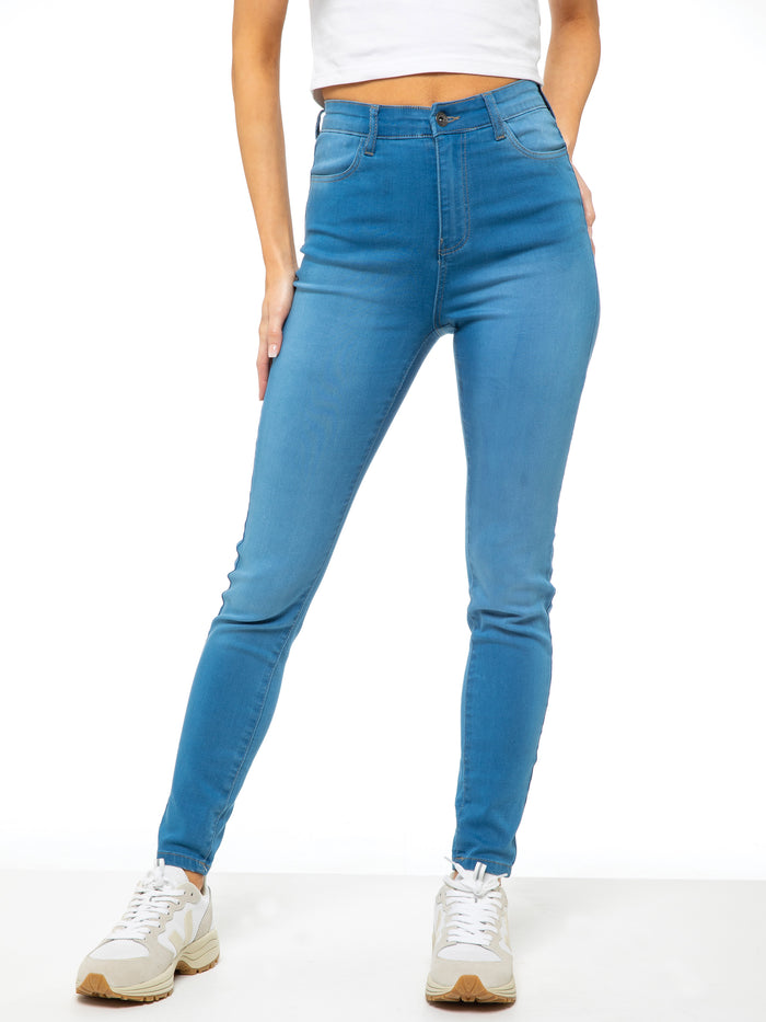 Enzo Jeans Molly High Rise Skinny Jeans - Light Blue