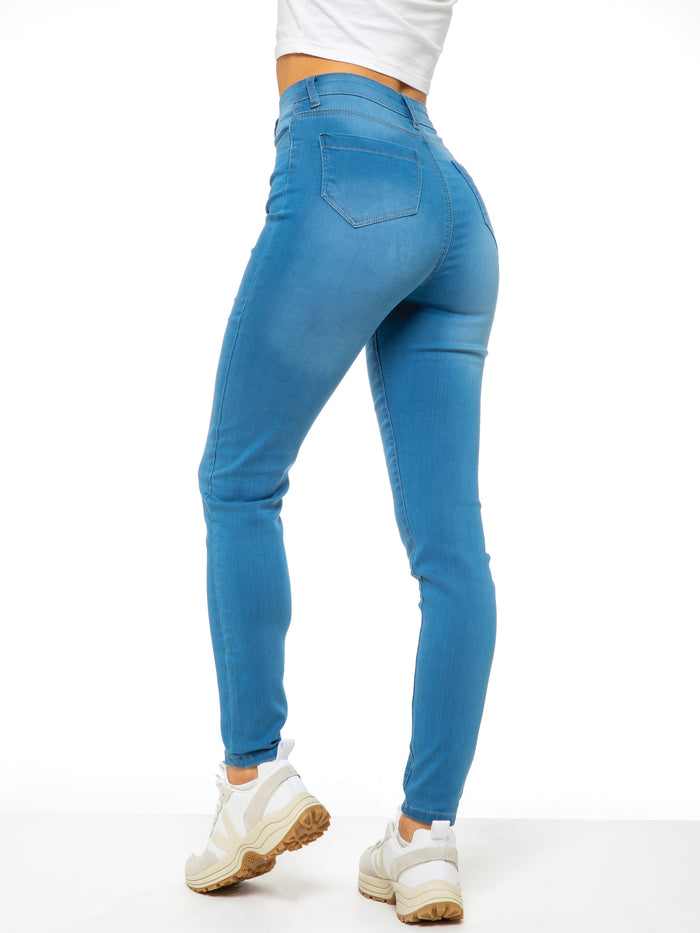 Enzo Jeans Molly High Rise Skinny Jeans - Light Blue