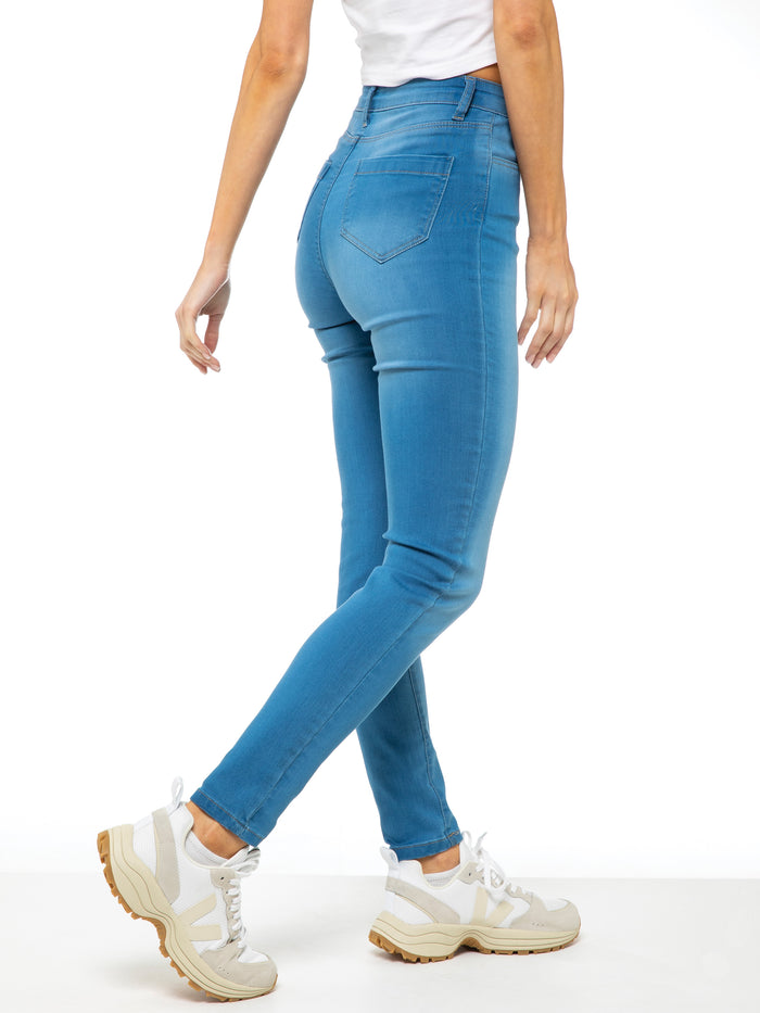 Enzo Jeans Molly High Rise Skinny Jeans - Light Blue