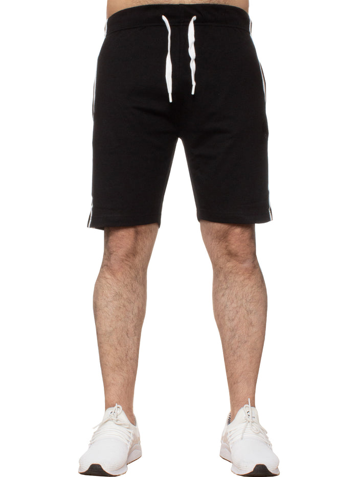 Enzo Jeans Nico Striped Lounge Shorts - Black