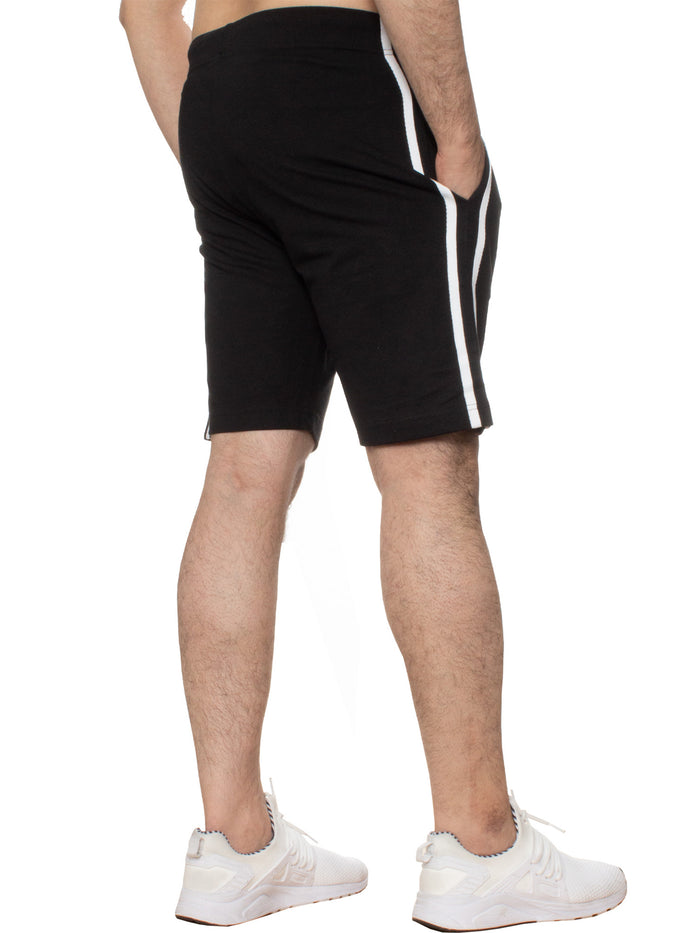 Enzo Jeans Nico Striped Lounge Shorts - Black