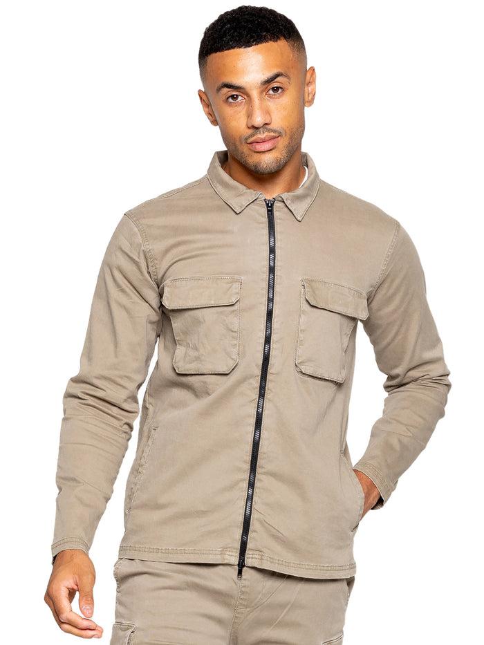 Enzo Jeans Nova Dye Cargo Jacket - Beige
