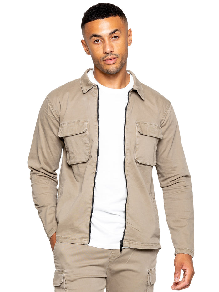 enzo jeans Nova Dye Cargo Jacket - Beige