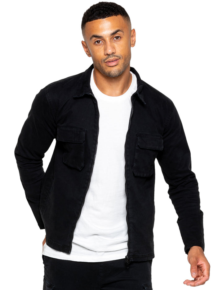 Enzo Jeans Nova Dye Cargo Jacket - Black