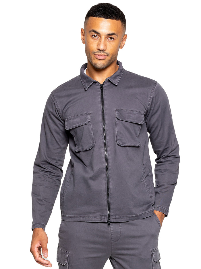 Enzo Jeans Nova Dye Cargo Jacket - Grey