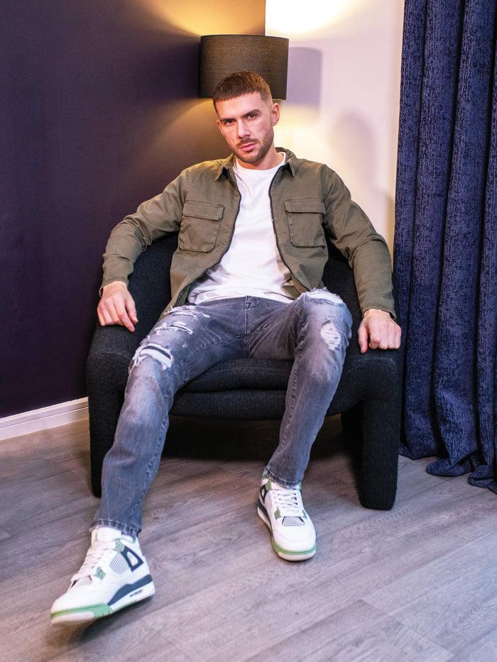 Enzo Jeans Nova Dye Cargo Jacket - Khaki