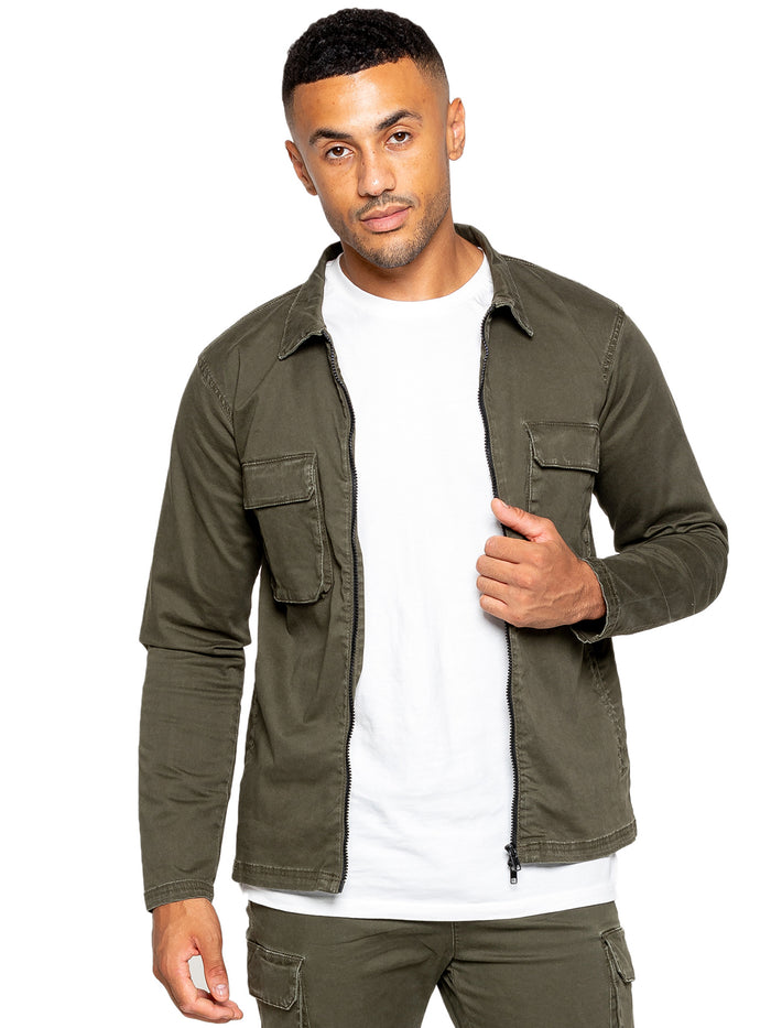 enzo jeans Nova Dye Cargo Jacket - Khaki