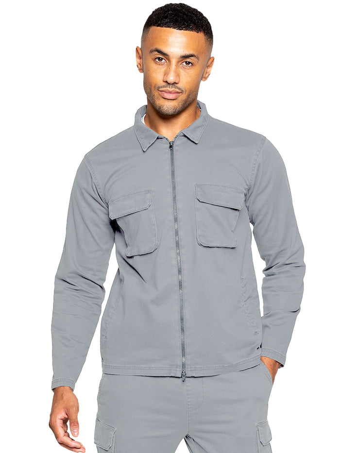 Enzo Jeans Nova Dye Cargo Jacket - Light Grey