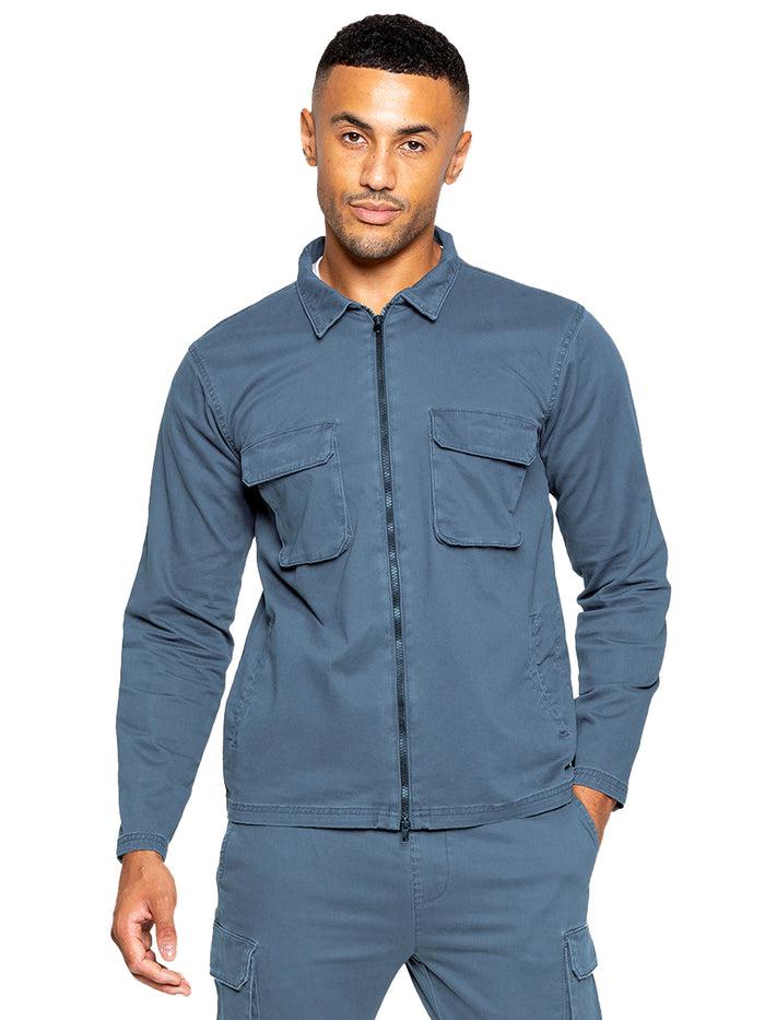 Enzo Jeans Nova Dye Cargo Jacket - Steel Blue