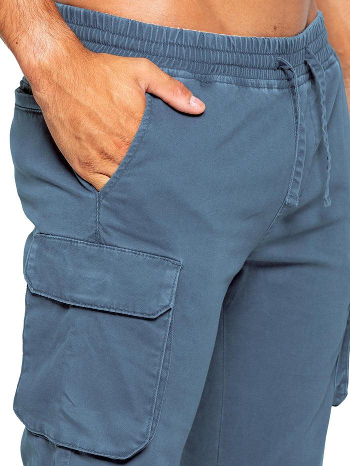 Enzo Jeans Nova Dye Cargo Pants - Steel Blue