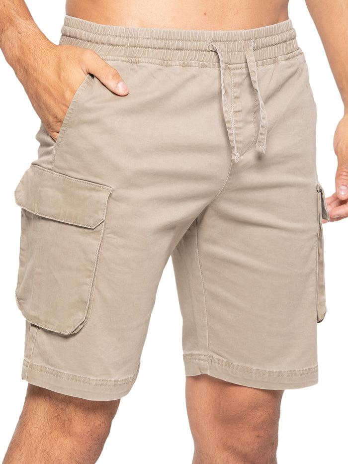 Enzo Jeans Nova Dye Cotton Cargo Shorts - Beige