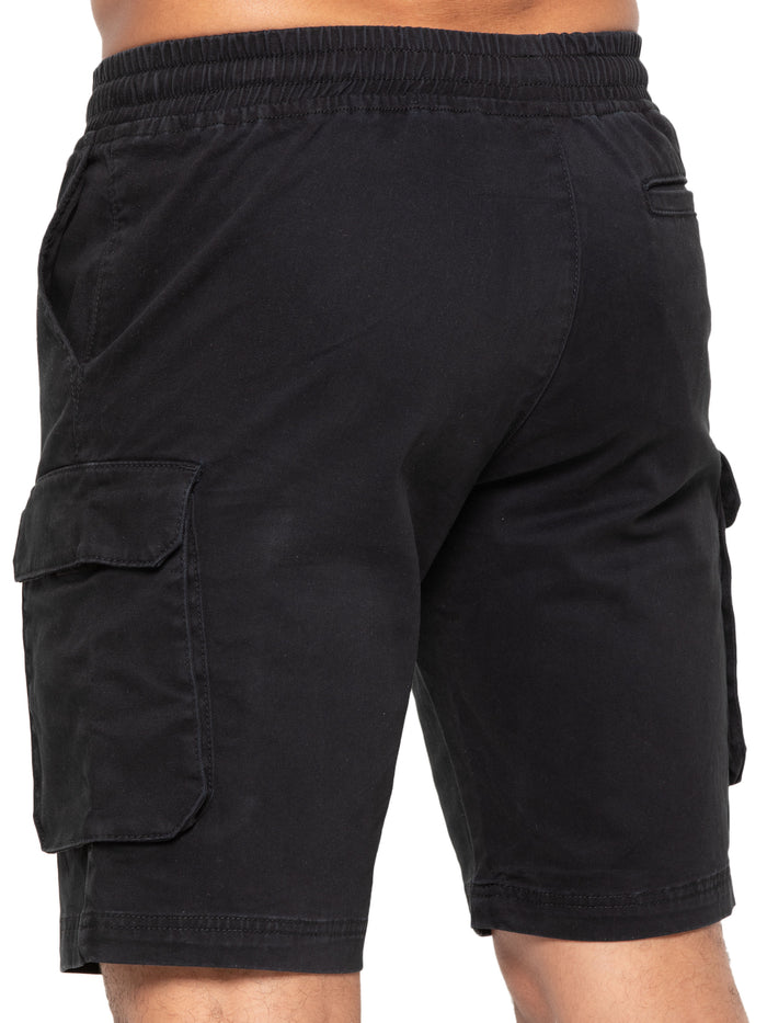 Enzo Jeans Nova Dye Cotton Cargo Shorts - Black