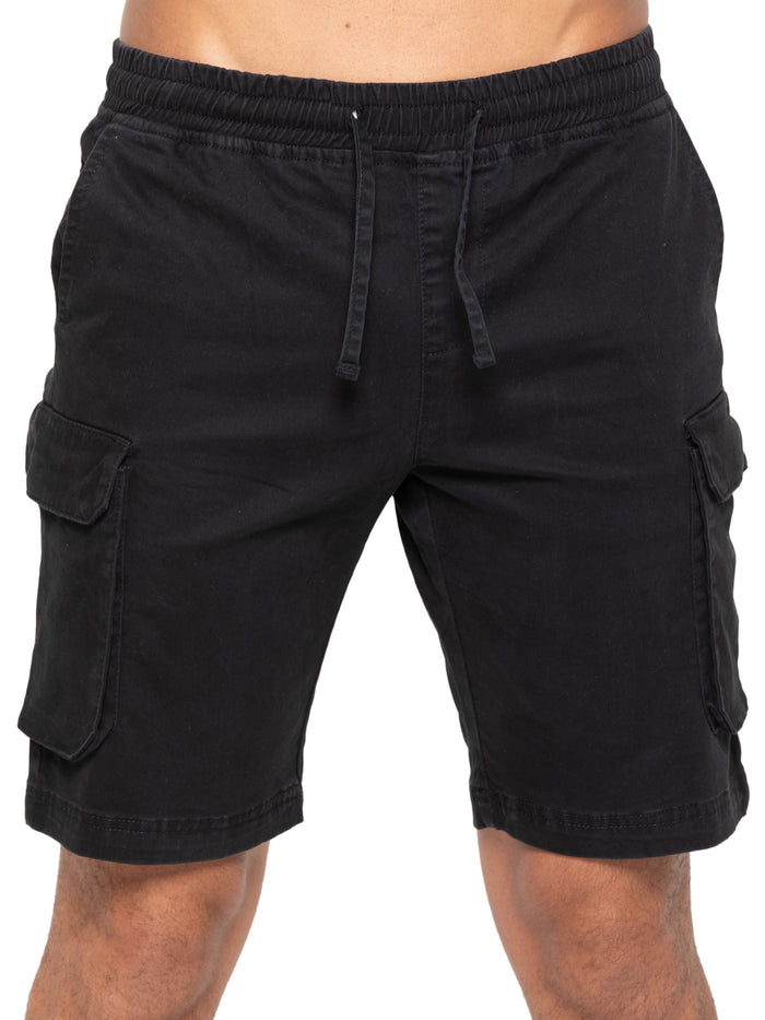Enzo Jeans Nova Dye Cotton Cargo Shorts - Black