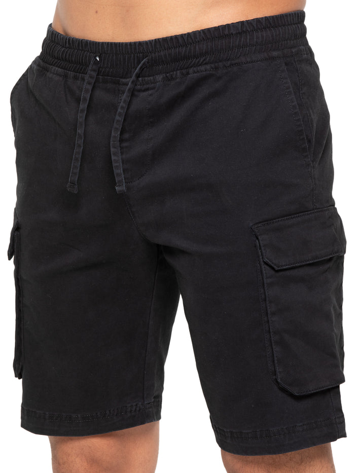 enzo jeans Nova Dye Cotton Cargo Shorts - Black