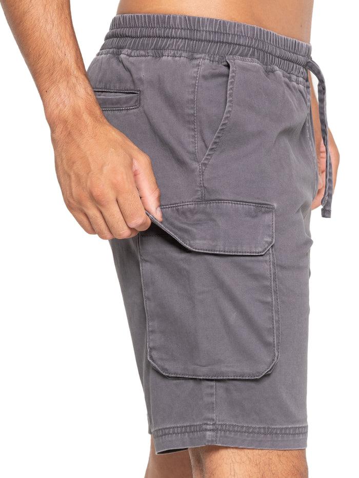 Enzo Jeans Nova Dye Cotton Cargo Shorts - Grey
