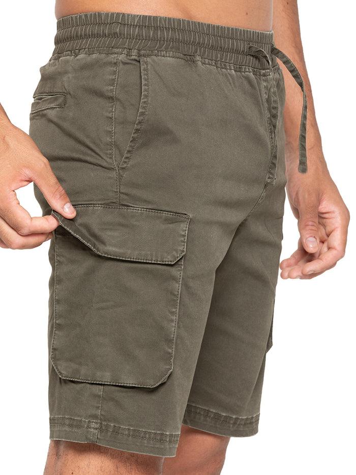 Enzo Jeans Nova Dye Cotton Cargo Shorts - Khaki