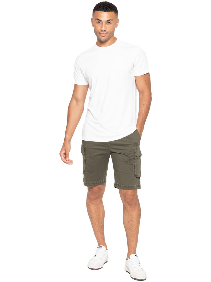 Enzo Jeans Nova Dye Cotton Cargo Shorts - Khaki