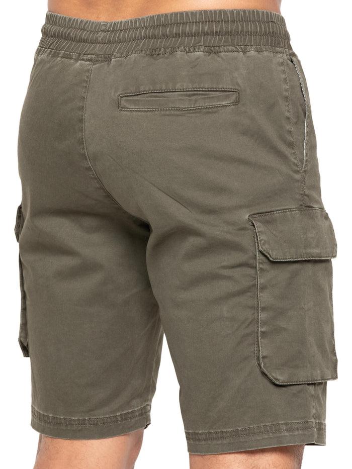 Enzo Jeans Nova Dye Cotton Cargo Shorts - Khaki