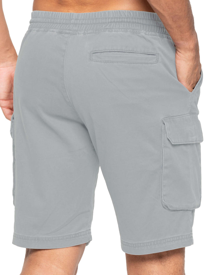 Enzo Jeans Nova Dye Cotton Cargo Shorts - Light Grey