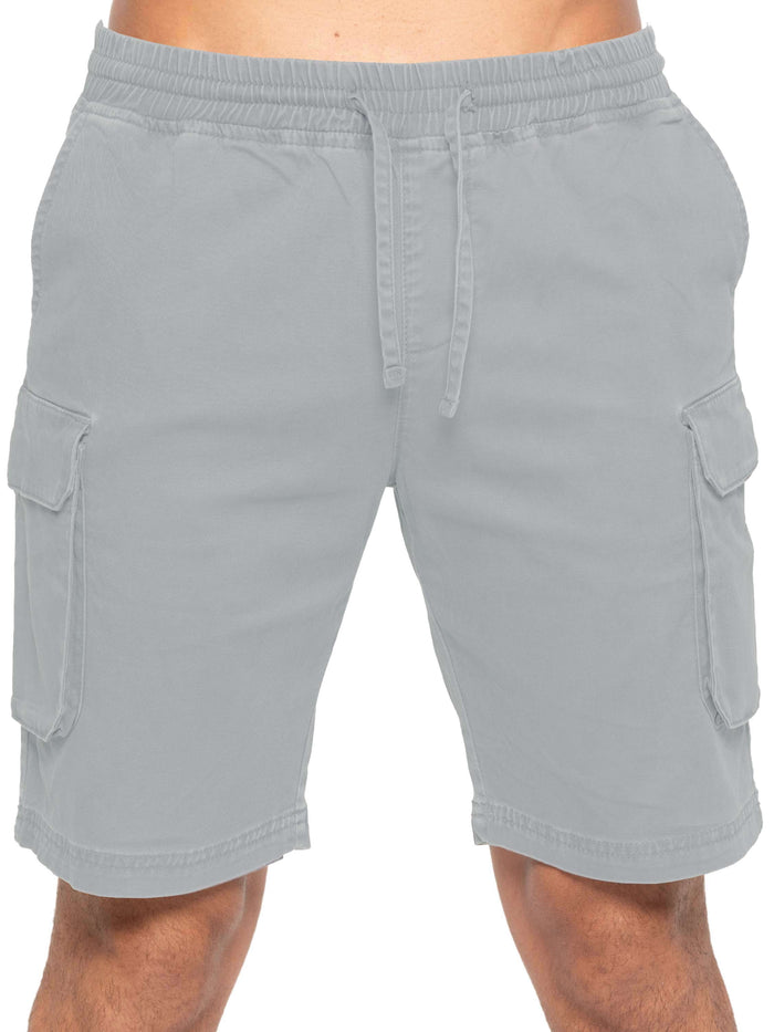 Enzo Jeans Nova Dye Cotton Cargo Shorts - Light Grey
