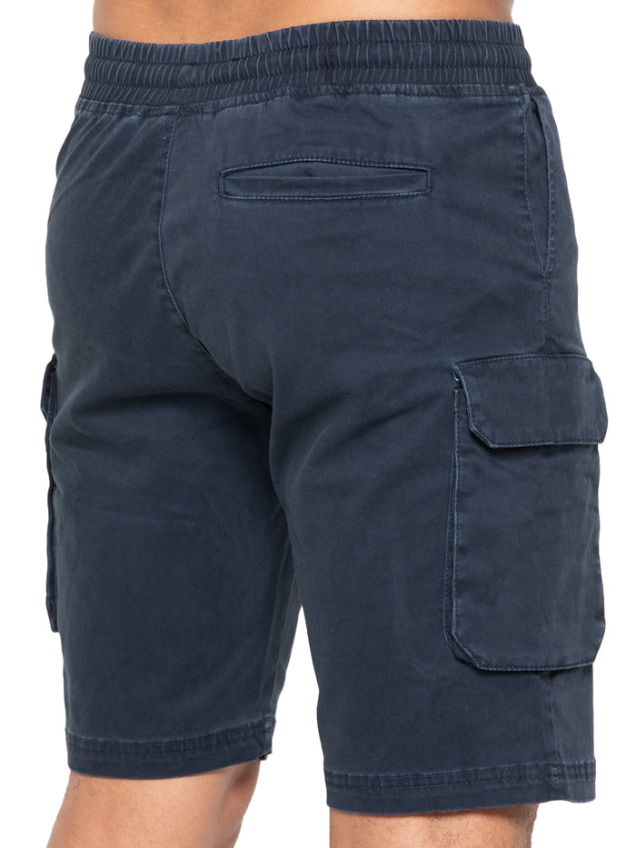 Enzo Jeans Nova Dye Cotton Cargo Shorts - Navy