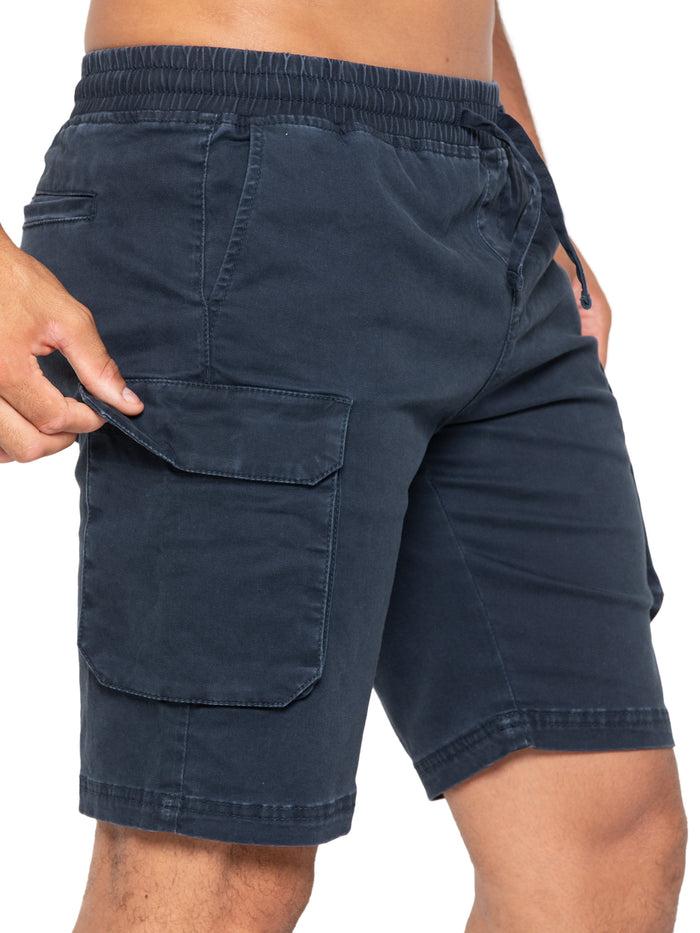 Enzo Jeans Nova Dye Cotton Cargo Shorts - Navy