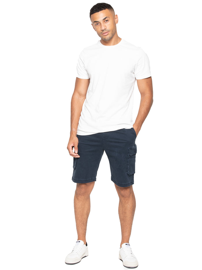 Enzo Jeans Nova Dye Cotton Cargo Shorts - Navy