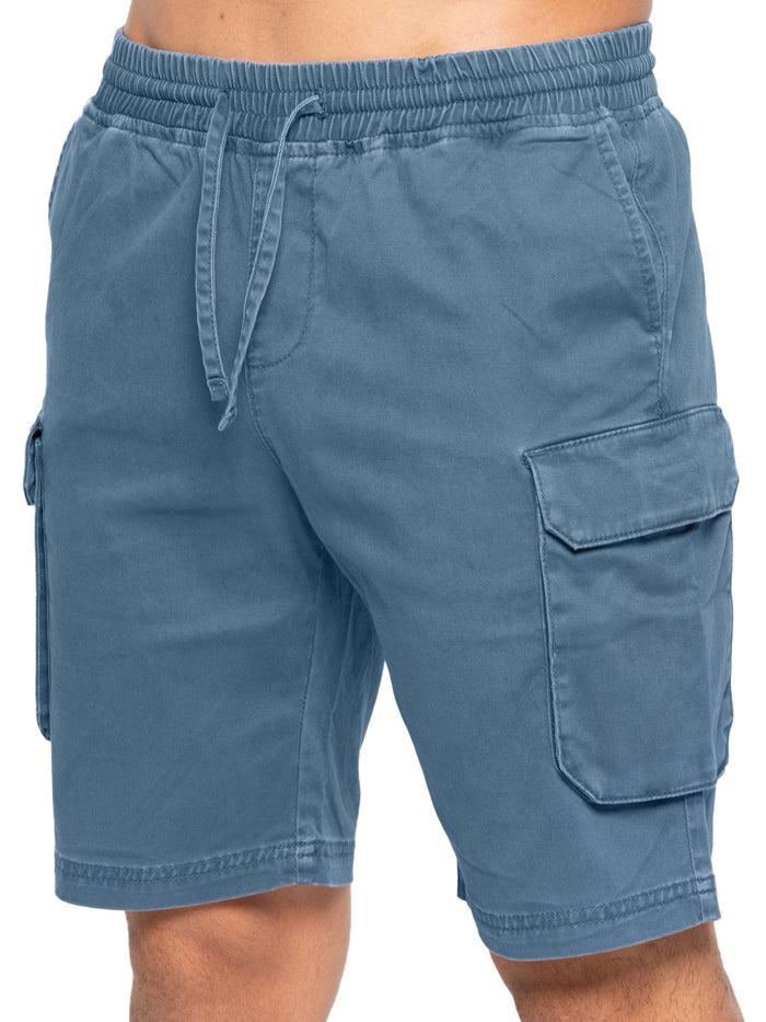 Enzo Jeans Nova Dye Cotton Cargo Shorts - Steel Blue