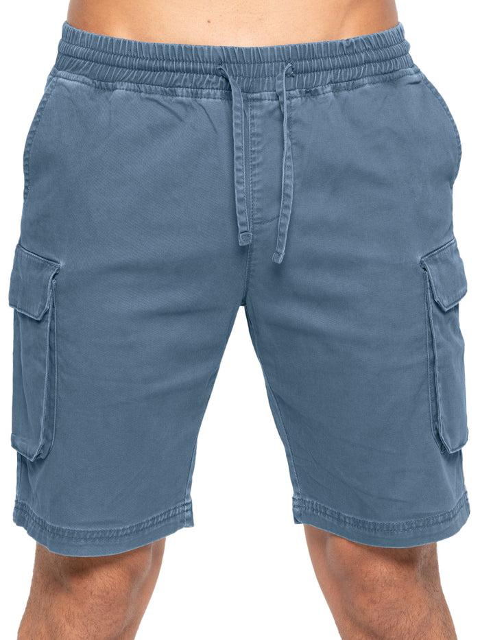enzo jeans Nova Dye Cotton Cargo Shorts - Steel Blue