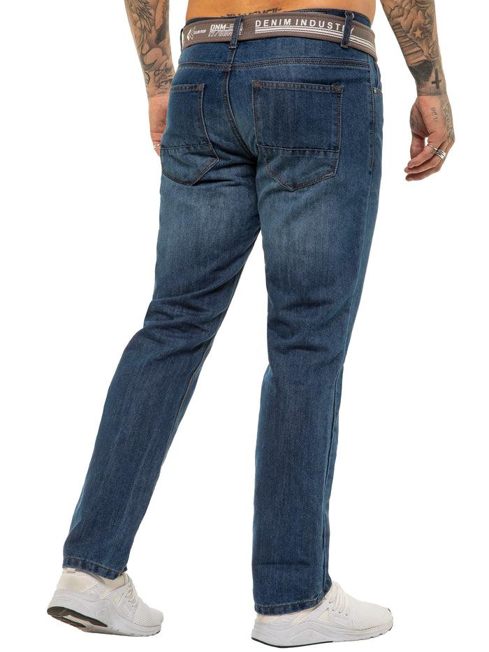 Enzo Jeans Oscar Belted Denim Jeans - Blue
