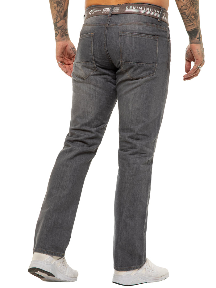 Enzo Jeans Oscar Belted Denim Jeans - Grey