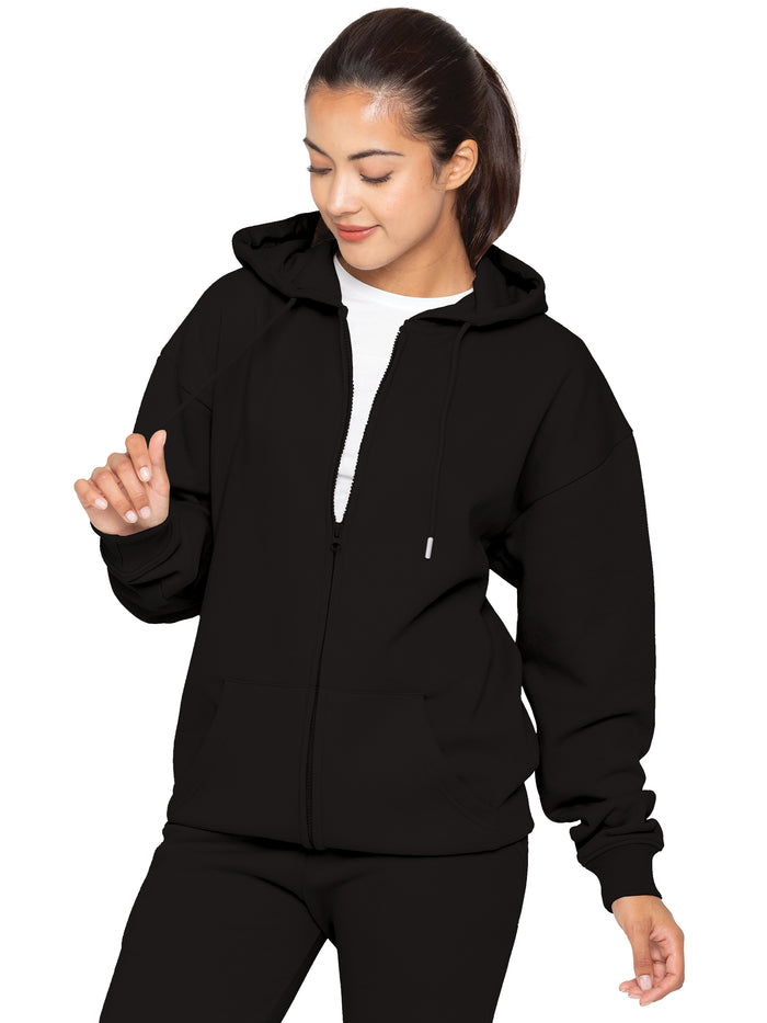 enzo jeans Oversized Essential Zip Hoodie - Black