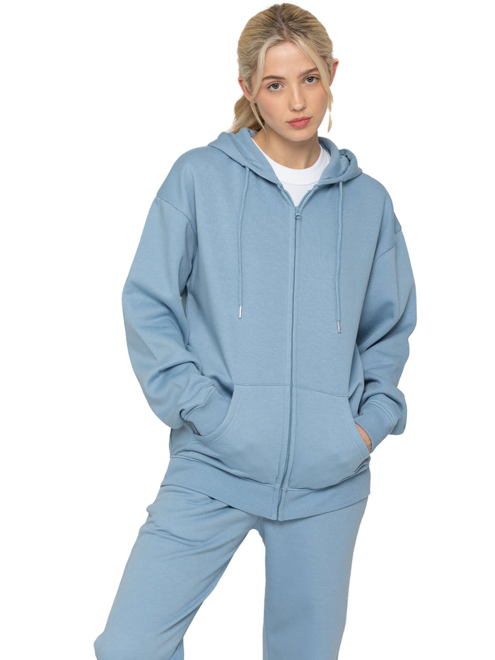 enzo jeans Oversized Essential Zip Hoodie - Blue
