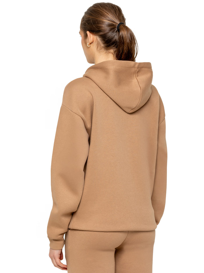 Enzo Jeans Oversized Essential Zip Hoodie - Camel