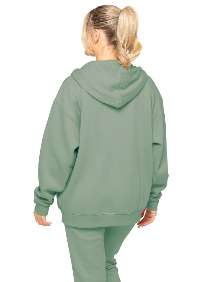 Enzo Jeans Oversized Essential Zip Hoodie - Khaki