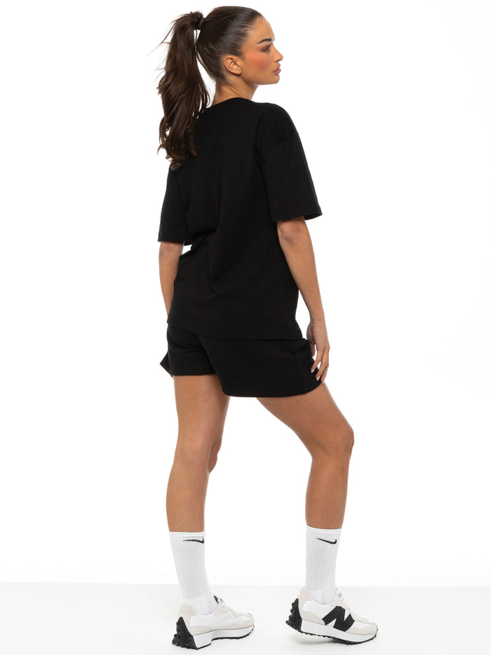 Enzo Jeans Oversized T-Shirt And Shorts Set - Black