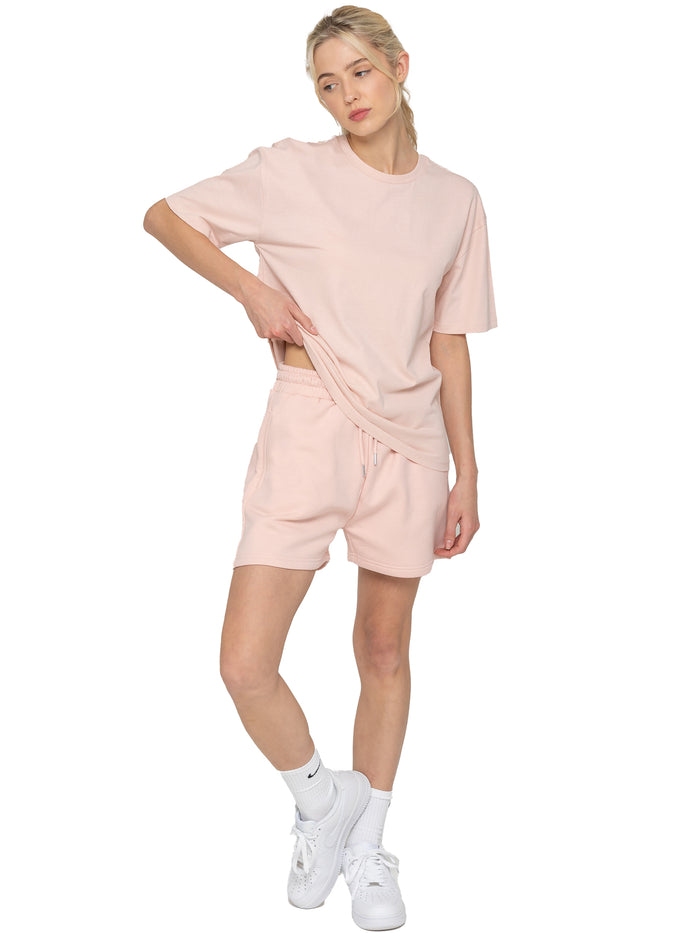 Enzo Jeans Oversized T-Shirt And Shorts Set - Peach