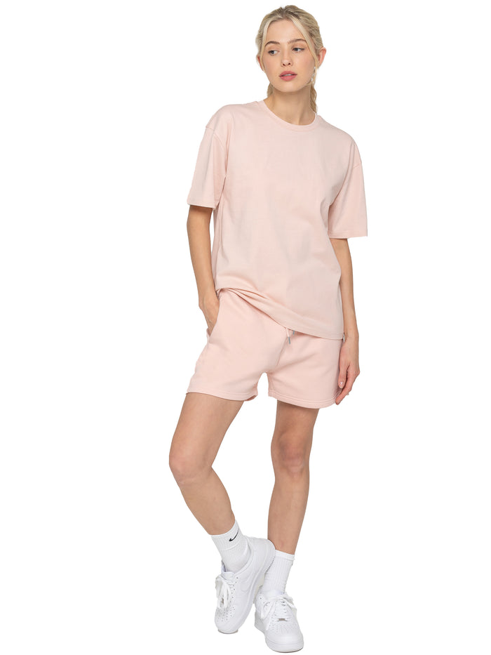 enzo jeans Oversized T-Shirt and Shorts Set - Peach