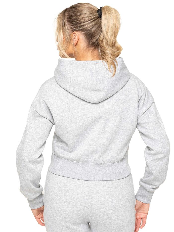 Enzo Jeans Plush Crop Zip Hoodie - Grey