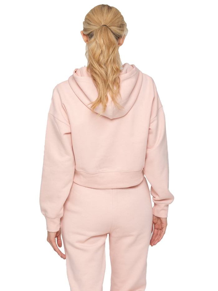 Enzo Jeans Plush Crop Zip Hoodie - Peach