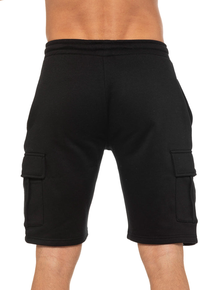 Enzo Jeans Raphael Fleece Cargo Shorts - Black