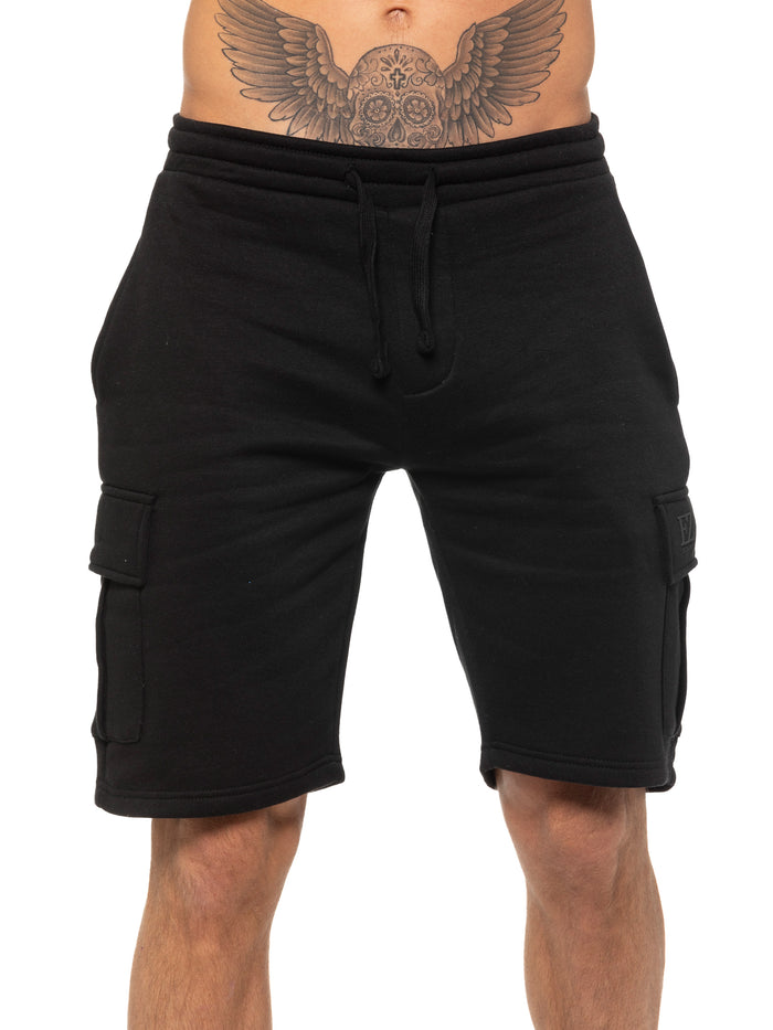 enzo jeans Raphael Fleece Cargo Shorts - Black