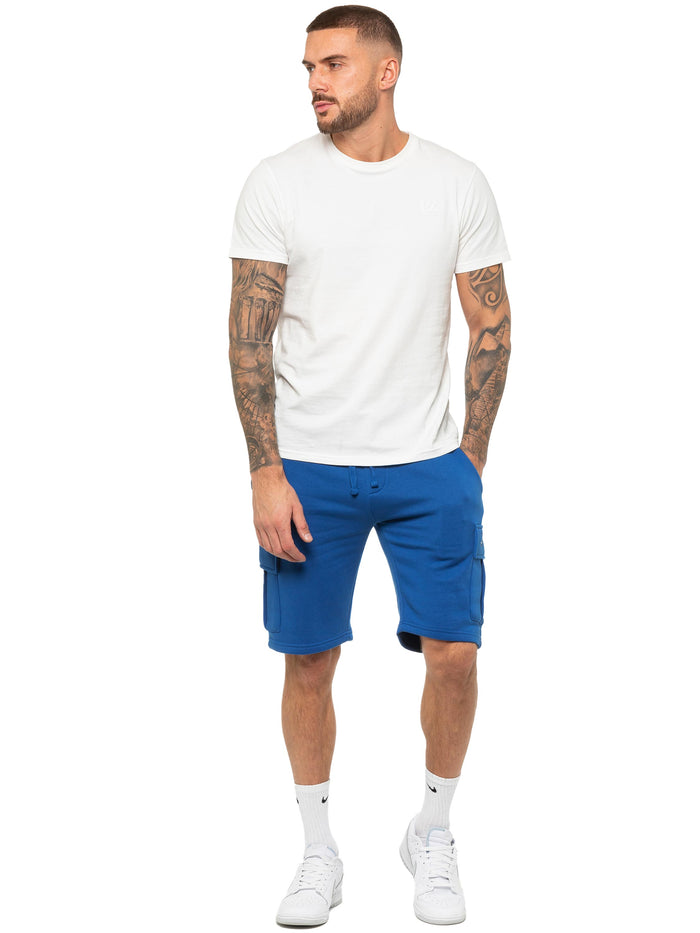 Enzo Jeans Raphael Fleece Cargo Shorts - Blue