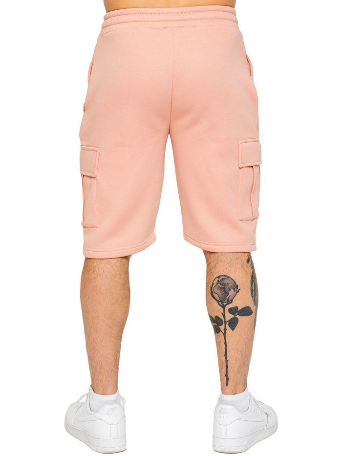 Enzo Jeans Raphael Fleece Cargo Shorts - Dusty Pink