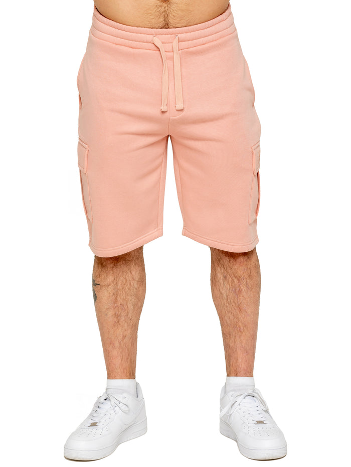 Enzo Jeans Raphael Fleece Cargo Shorts - Dusty Pink
