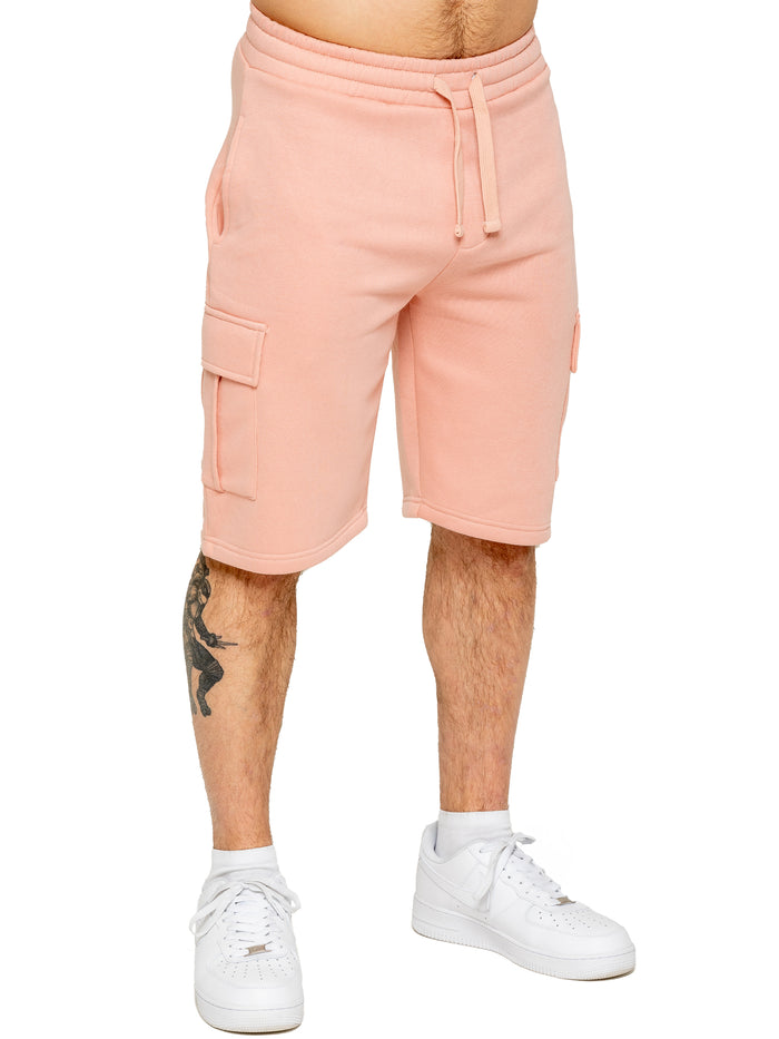 Enzo Jeans Raphael Fleece Cargo Shorts - Dusty Pink